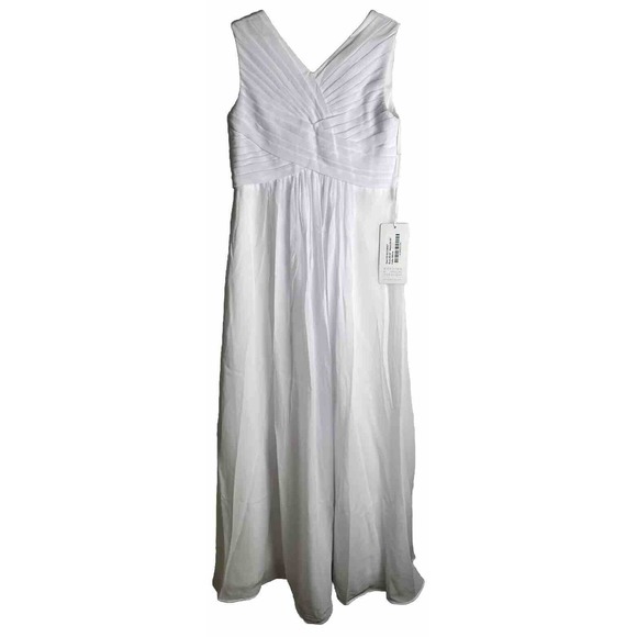 A-Line Pleated Chiffon Floor-Length Junior Girls Dress‎ white- J Size 10. Easter - Picture 5 of 16